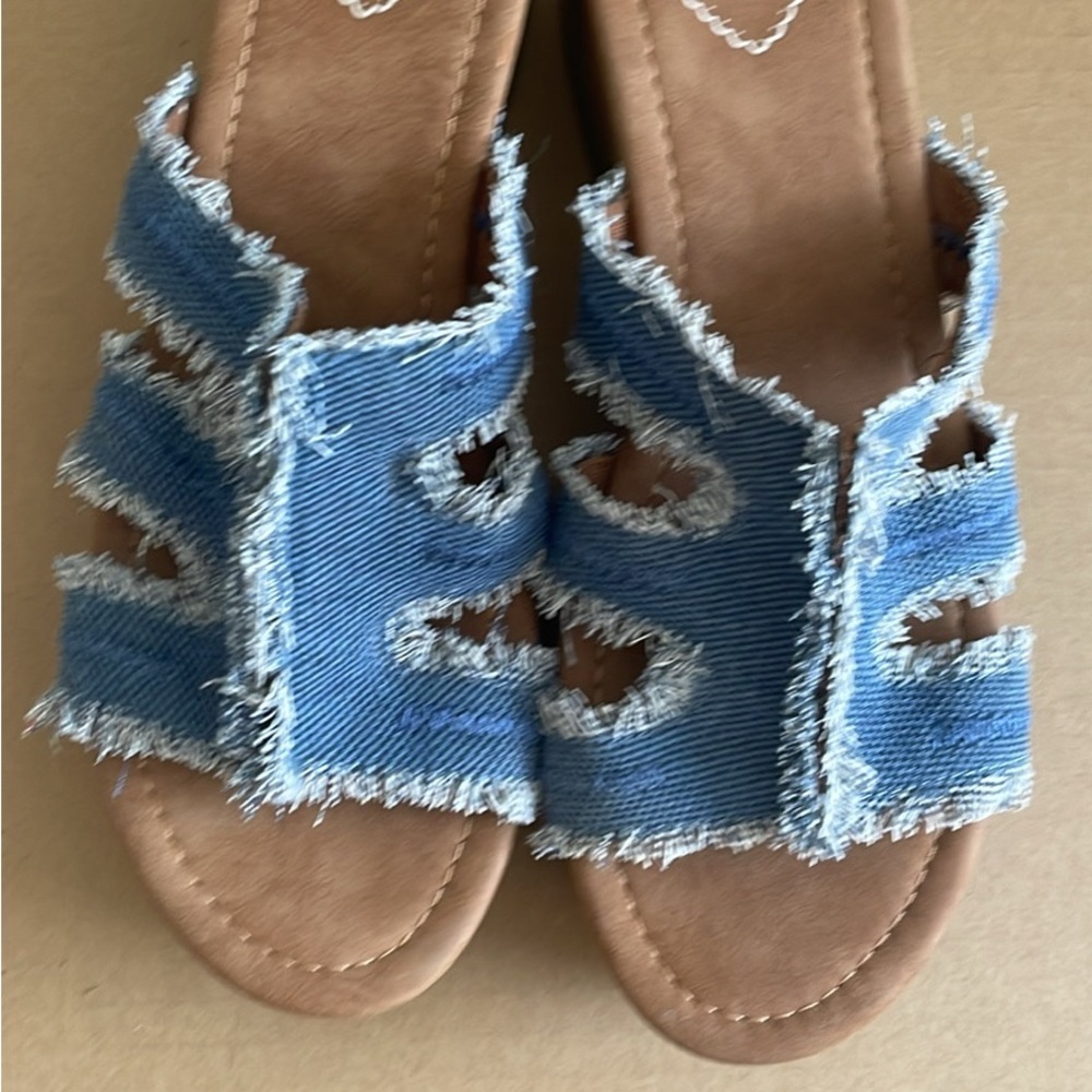 Rocket Dog Frayed Blue Denim Sandals